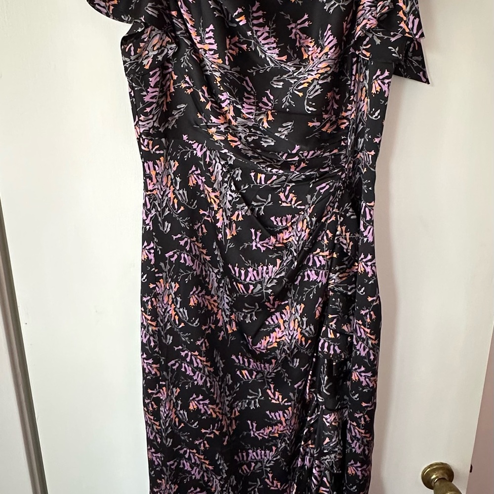 Cinq a Sept Purple and Black Floral Dress